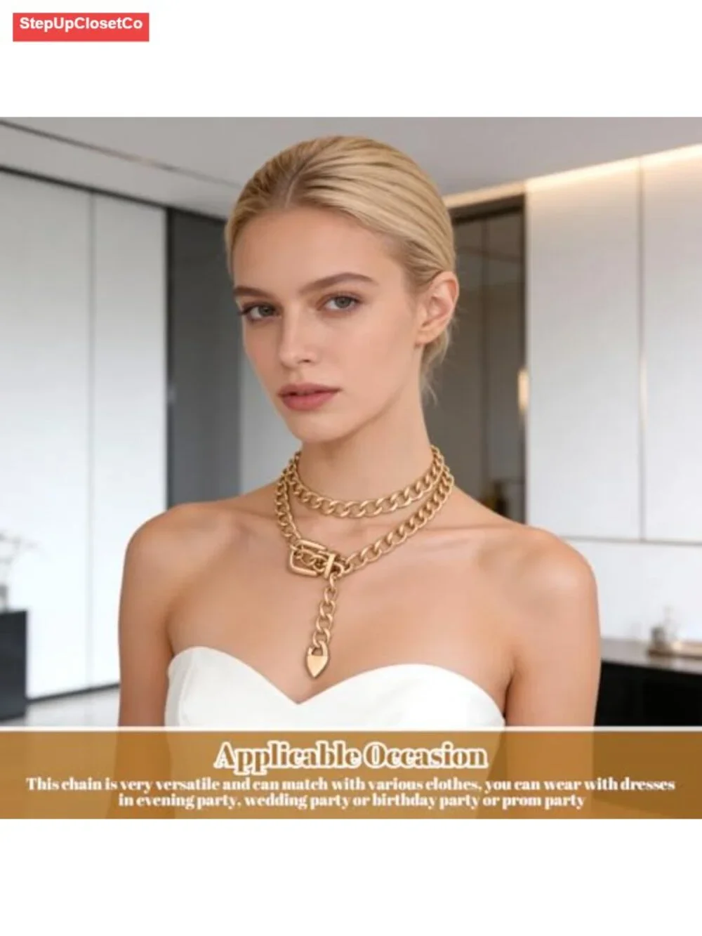 Women's Gold Chain Waist Belt - Adjustable Stainless Steel Hip Belt